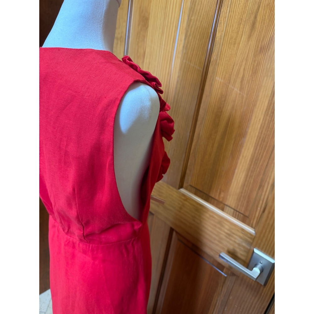 Farm Rio Red 3D Flower Euroflax Premium Linen Maxi Dress Large - Picture 12 of 16